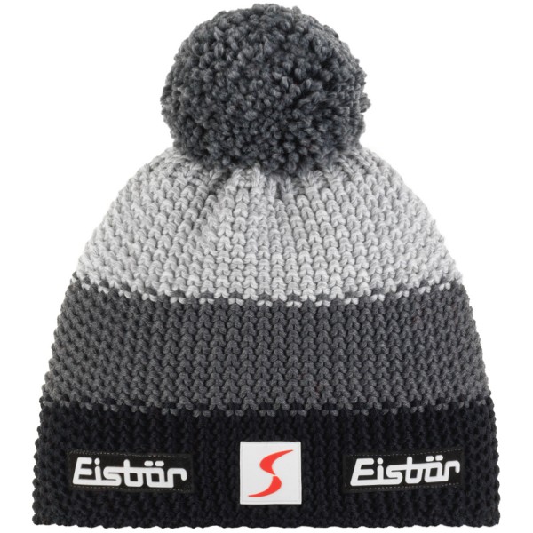 Eisbär Star Pompon SP Unisex Winter-Strickmütze Kohle/Anthrazit/Graumeliert