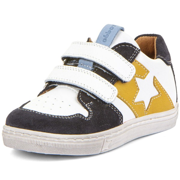 Froddo - Dolvy - Kinder Ledersneaker mit Klettverschluss - Weiß/Dunkelblau (White/Blue)