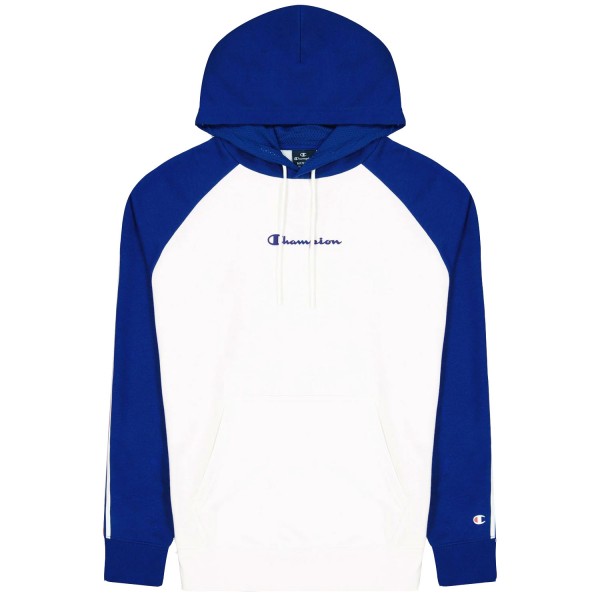 Champion Hooded Sweatshirt Retro Herren Basketball French Terry Hoodie Weiß/Blau (WHT/BWB)