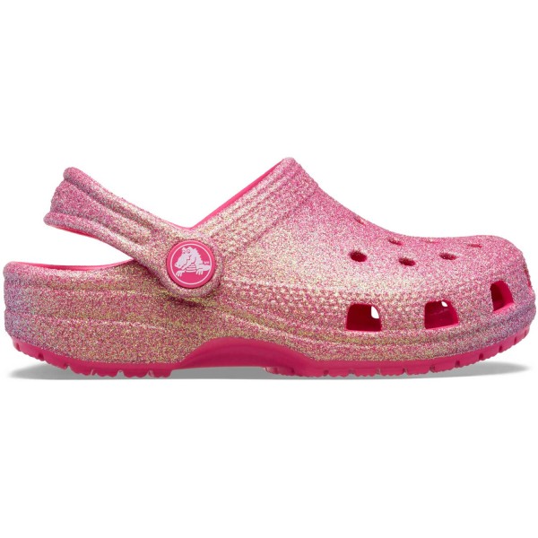 Crocs Classic Glitter Kids Mädchen Glitzer-Clogs Pink/Glanz (Dragon Fruit)