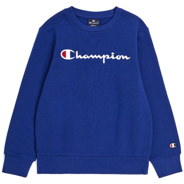 Champion Crewneck Sweatshirt Kids Kinder Pullover mit Logo-Schriftzug Blau (BWB)