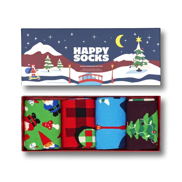 Happy Socks Santas Workshop Socks Gift Set 4-Pack Unisex Geschenksocken Mehrfarbig
