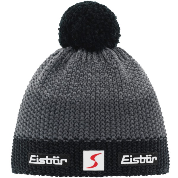 Eisbär Star Pompon SP Kids Kinder Winter-Strickmütze Schwarz/Anthrazit/Graumele