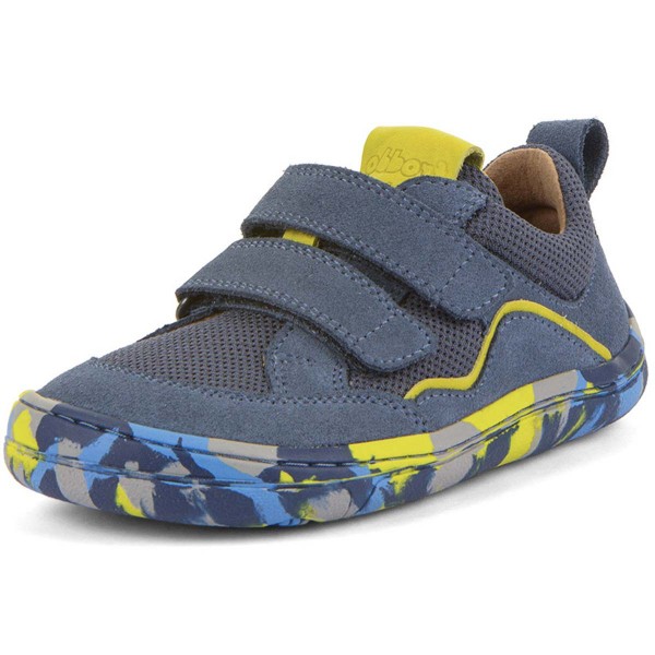 Froddo - Barefoot Baze - Kinder Barfußschuhe mit Camouflage-Sohle - Blau/Gelb (Denim)