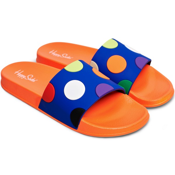 Happy Socks Pool Slider Big Dot Unisex Badesandalen Orange/Blau/Mehrfarbig