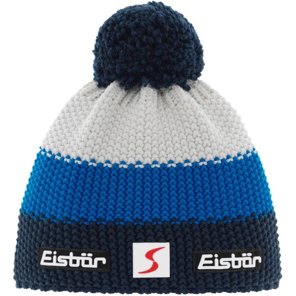 Eisbär Star Pompon SP Kids Kinder Winter-Strickmütze Nachtblau/Blau/Weiß