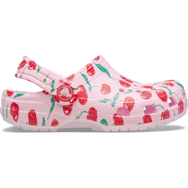 Crocs Classic Fresh Fruits Clog Kids Mädchen Pantoffel-Sandale mit Kirshen Pink Milk
