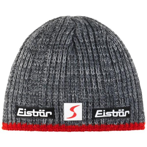 Eisbär Rene SP Herren Winter-Strickmütze Graumeliert/Rot