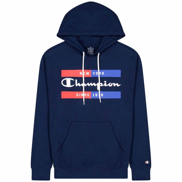 Champion Hooded Sweatshirt Graphic Mn Herren Hoodie mit New York Schriftzug Dunkelblau (Dark Blue/BLI)