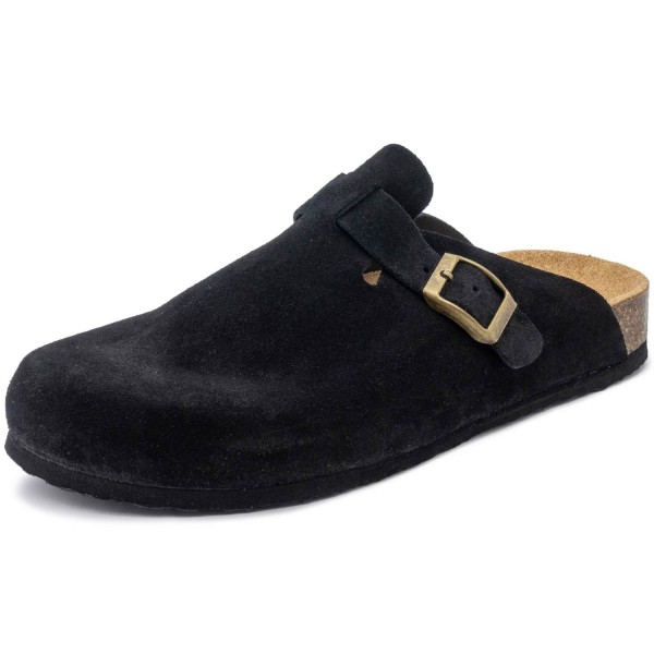 Natural World - Uma - Unisex Leder-Pantoffel mit EVA-Sohle - Schwarz (Negro)