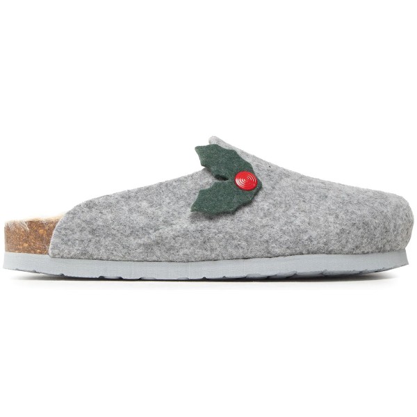 Genuins Helsinki Xmas Holly Damen Pantoffel aus recyceltem Filz Grau