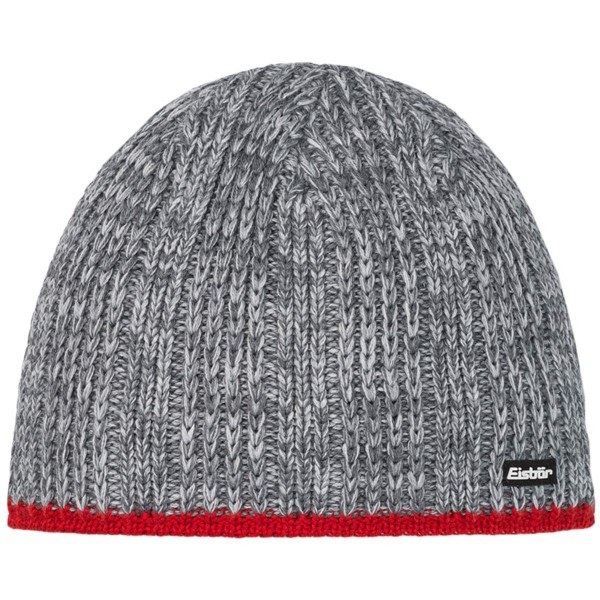 Eisbär - Rene MÜ - Herren Winter-Strickmütze mit Fleeceband - Rot/Grau (Ketchup/Graumeliert)