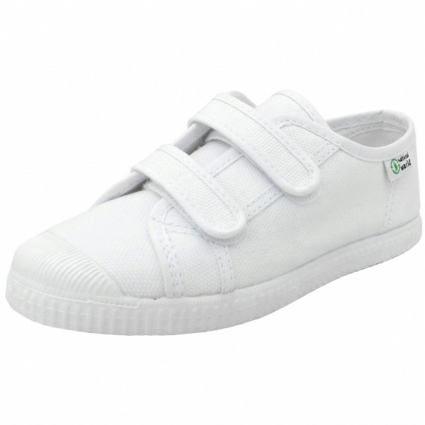 Natural World - Basquet Klett Paris - Kinder Bio-Sneaker aus Baumwolle - Weiß (Blanco)