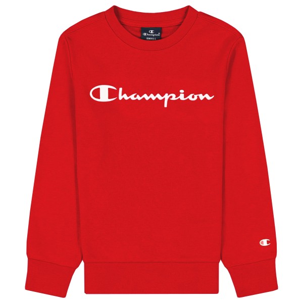 Champion Crewneck Sweatshirt Kids Kinder Pullover mit Logo-Schriftzug Rot (LLR)