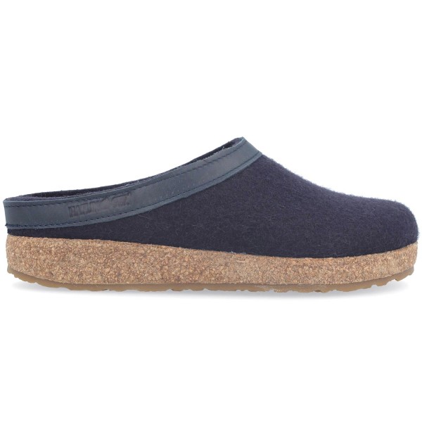 Haflinger Grizzly Torben Unisex Wollfilz-Pantoffel mit Gummisohle Mittelblau