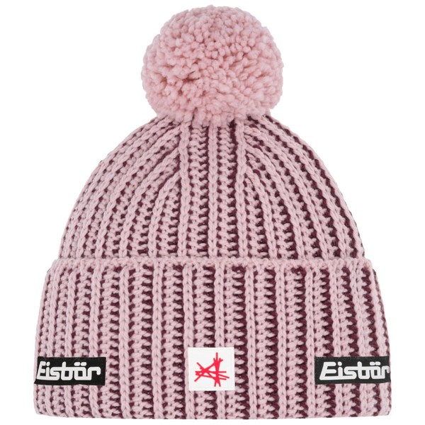 Eisbär - Ronda Pompon MÜ SA - Unisex Haube mit Fleeceband - Pink/Clay Night Red