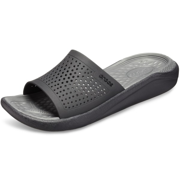 Crocs Literide Slide Unisex Soft Pantoletten schwarz/grau (black/slate grey)