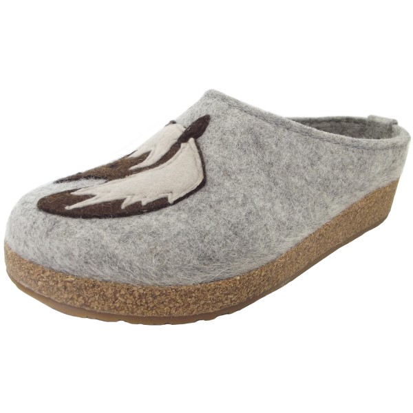 Haflinger Grizzly Cavallo Damen Filz-Pantoffel Steingraumeliert