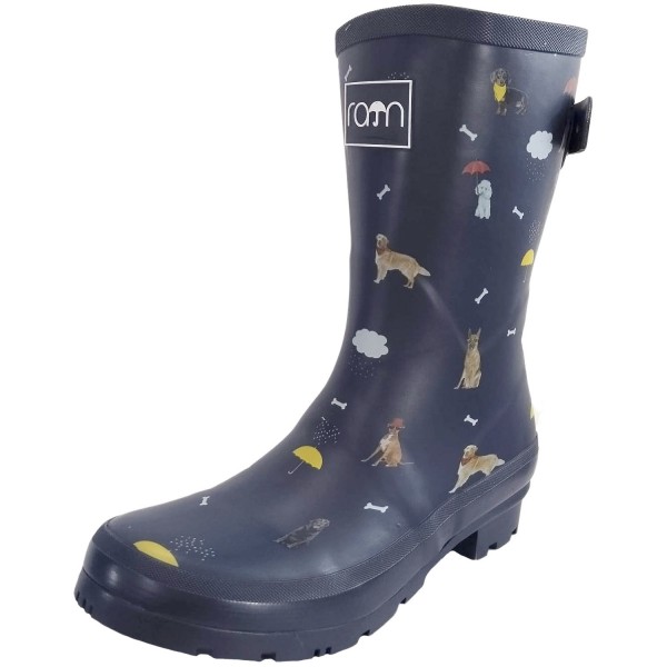 Rajn Dogs Mid Damen Gummistiefel mit Hundemotiv Dunkelblau (Navy)
