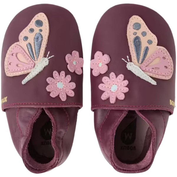 Bobux - Soft Sole Athalia - Mädchen Krabbelschuhe mit Schmetterling - Violett (Fig)
