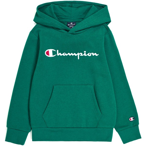 Champion Hooded Sweatshirt Logo Kids Kinder Kapuzenpullover mit Logo-Schriftzug Grün (Forest Green/AVT)