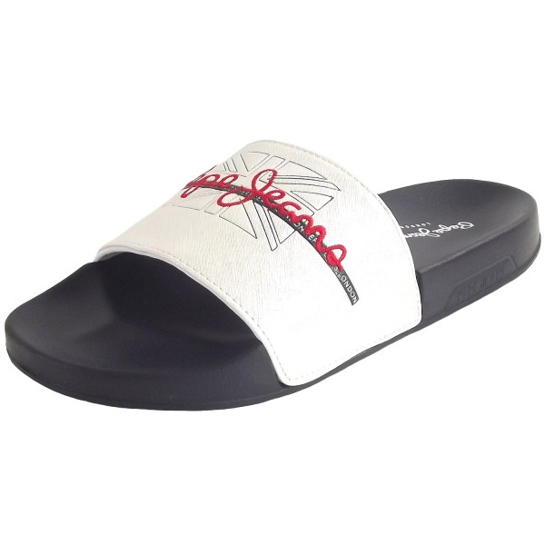 Pepe Jeans Slider Flag Damen Badesandalen Weiß/Glanz (White)