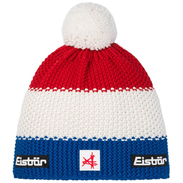 Eisbär - Star Pompon MÜ SA - Unisex Strickmütze für Frankreich-Fans - Blau/Weiß/Rot (Lapis/White/Ketchup)