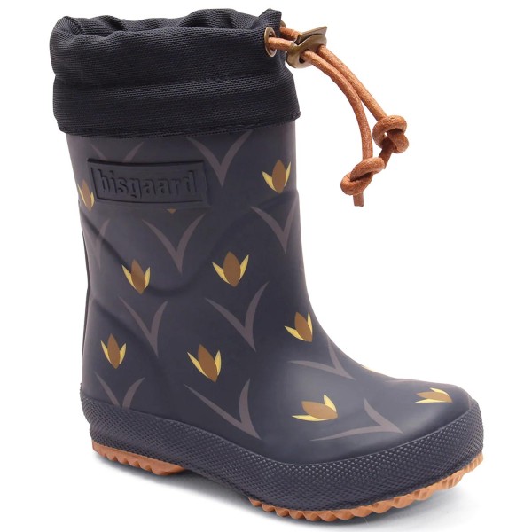 Bisgaard Thermo Rubber Boots Kinder Gummistiefel mit Warmfutter Dunkelblau (Tulip Flowers)