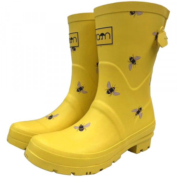 Rajn Bee Mid Damen Gummistiefel mit Bienenmotiv Gelb (Yellow)