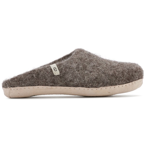 Egos Fair Trade Slipper Unisex Wollfilz-Pantoffel Graubraun (Natural Brown)