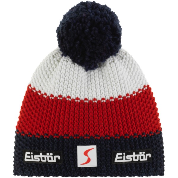 Eisbär Star Pompon SP Kids Kinder Winter-Strickmütze Nachtblau/Rot/Weiß