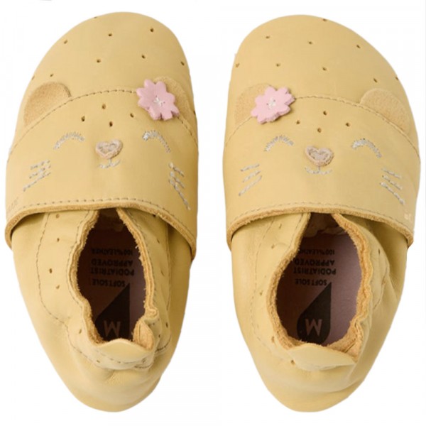 Bobux - Soft Sole Maple - Baby Krabbelschuhe mit Kätzchenmotiv - Gelb (Pounce)