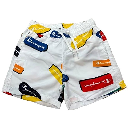 Champion Beach Shorts Logo Allover Jungen Badehose Weiß (WHT/Allover)