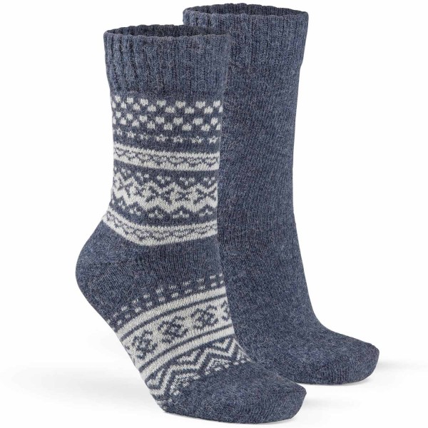 Fellhof - Alpaka Hygge, 2-Pack - Unisex Alpaka-Wollsocken - Dunkelblau