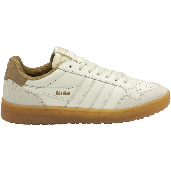 Gola Eagle 86 Damen Klassische Sneaker aus Leder Weiß (Off White/Light Caramel/Gum)