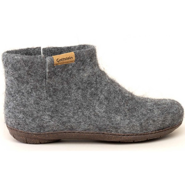 Gottstein Magicfelt Eros Tiroler Steinschaf Unisex Wollfilz-Hüttenschuhe mit Gummisohle Grau