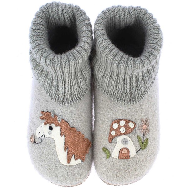 Living Kitzbühel High Slipper Pony Girl Slipper Socks Grey (Pumice)