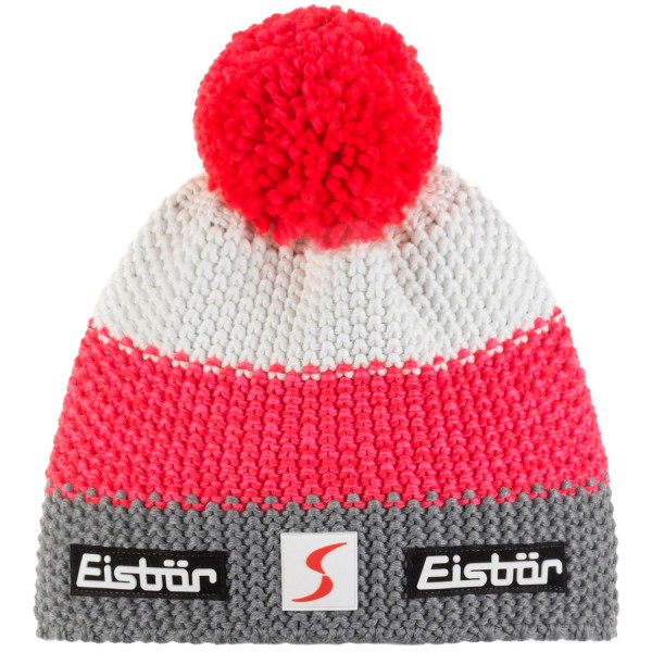 Eisbär Star Pompon SP Kids Mädchen Winter-Strickmütze Graumeliert/Pinkmeliert/Weiß