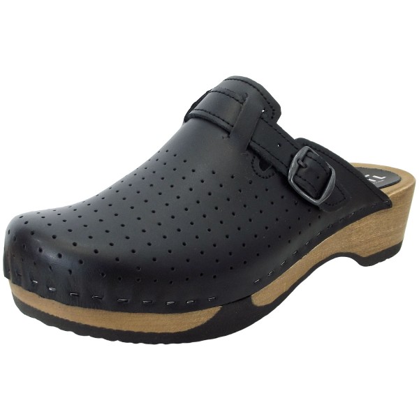 Waltl Sepp Glattleder Herren Holzclogs Schwarz