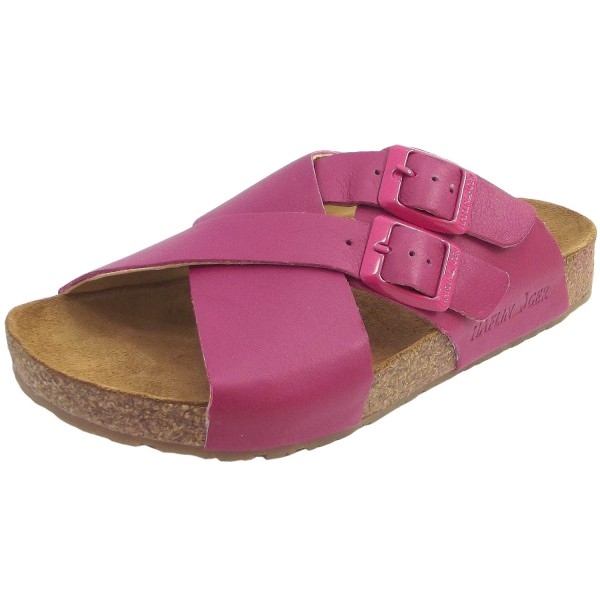 Haflinger Bio Amiga Damen Leder-Pantolette mit Korkfußbett Pink