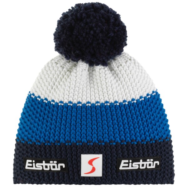 Eisbär Star Pompon SP Kids Kinder Winter-Strickmütze Dunkelblau/Mittelblau/Weiß