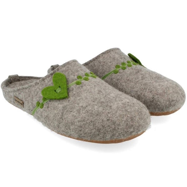 Haflinger - Everest Coeur - Damen Hauspantoffeln mit Herz-Motiv - Grau (Basalt)