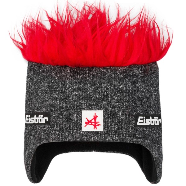 Eisbär - Cocker MÜ SA - Unisex Wuschelhaarmütze mit Fleece-Inlet - Grafit/Rot