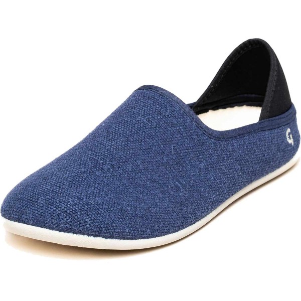 Gottstein Linen Slip-on Unisex Leinenhausschuh mit Gummisohle Dunkelblau (Ink Blue Mele)