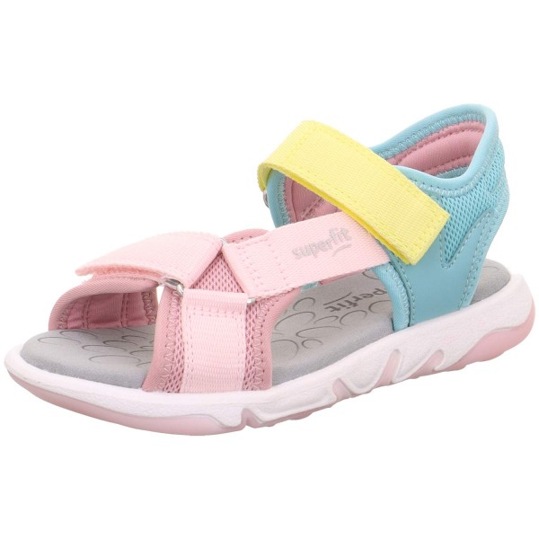 Superfit Pebbles Mädchen Sandale mit Klettverschluss Rosa/Hellblau/Gelb (Mehrfarbig)