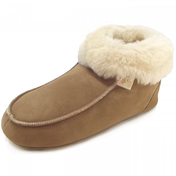 Fellhof Hüttenpatschen Unisex Lammfellschuhe chestnut