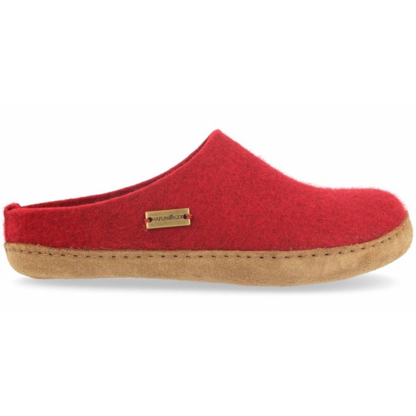 Haflinger Emils Toffel Unisex Filz-Pantoffel Rot (Rubin)