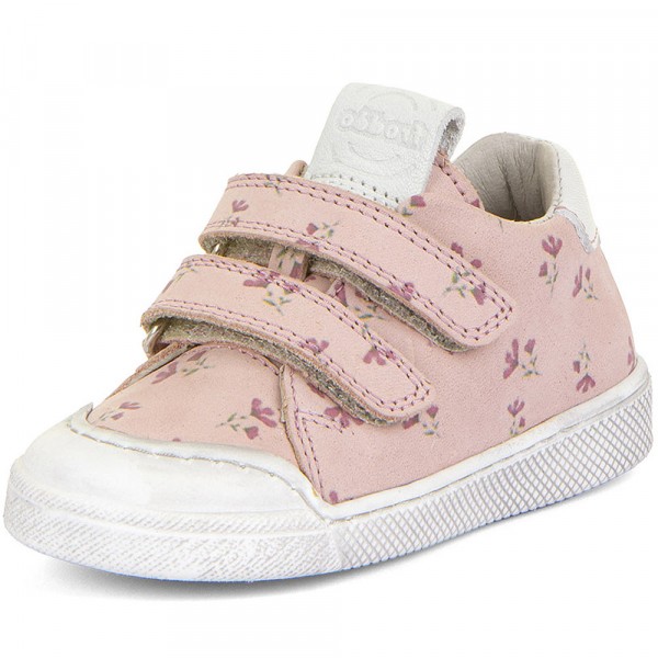 Froddo Rosario Mädchen Leder-Halbschuhe mit Klettverschluß Rosa/Blumen (Flowers)
