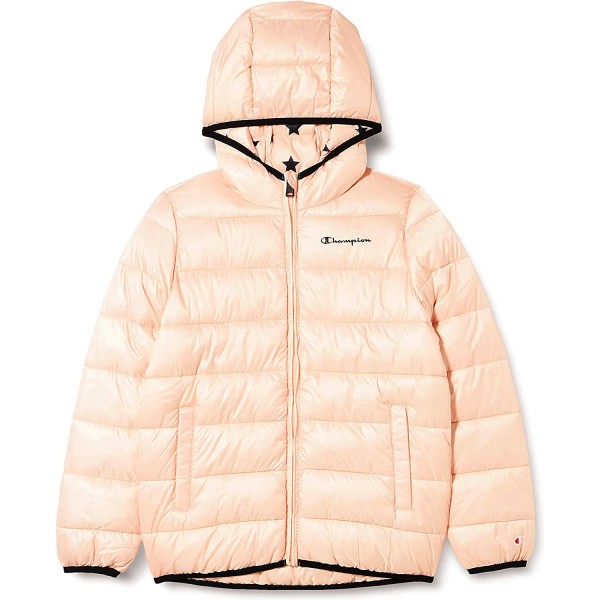 Champion Hooded Jacket Kids Mädchen Steppjacke Hellrosa (SFP/SFP/ALLOVER)