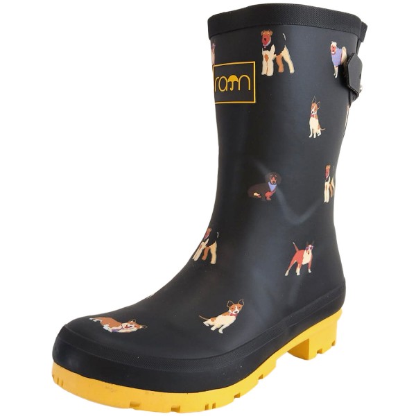Rajn - Dogs Mid - Damen Gummistiefel mit Hundemotiv - Schwarz (Black)